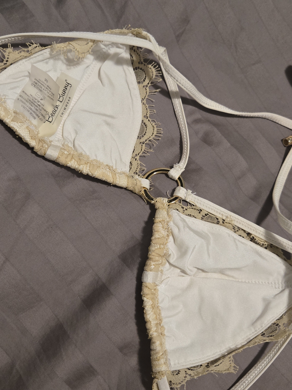 Beach Bunny Gun Powder And Lace Bikini Set In White. S/M - Picture 9 of 16